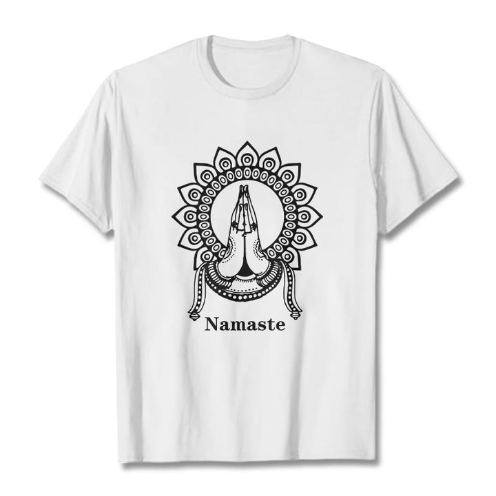 T-shirt avec Buddha Stones, Namaste, geste, motif Mandala - Blanc - 2XL - image 5