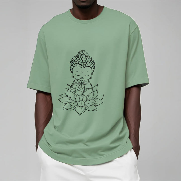 T-shirt à motif de fleurs de lotus et de Buddha Stones paisibles - image 15