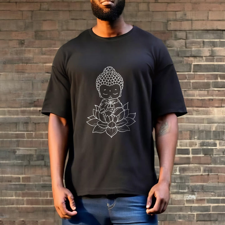 T-shirt à motif de fleurs de lotus et de Buddha Stones paisibles - image 7