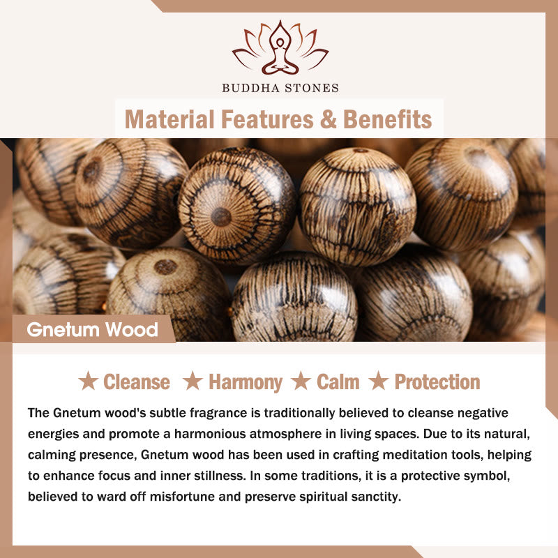 Bracelet de protection en perles de bois de Gnetum et pierres de Buddha Stones - image 6