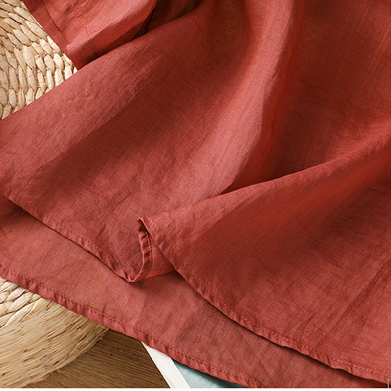 Chemise décontractée à manches mi-longues et col ras du cou pour femme, en coton et polyester, avec broderies florales et Buddha Stones - image 6