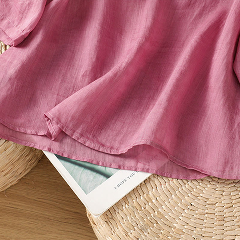 Chemise décontractée à manches mi-longues et col ras du cou pour femme, en coton et polyester, avec broderies florales et Buddha Stones - image 10