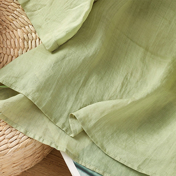 Chemise décontractée à manches mi-longues et col ras du cou pour femme, en coton et polyester, avec broderies florales et Buddha Stones - image 19