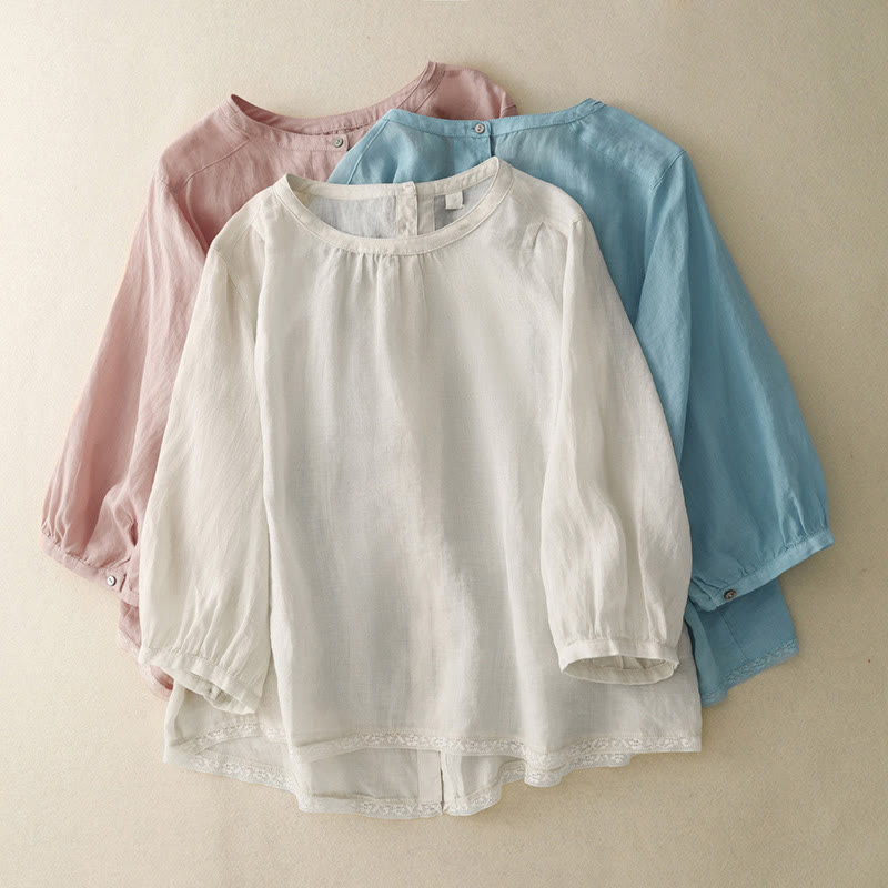 T-shirt décontracté à col ras du cou pour femme, motif Buddha Stones , en coton et polyester - image 24