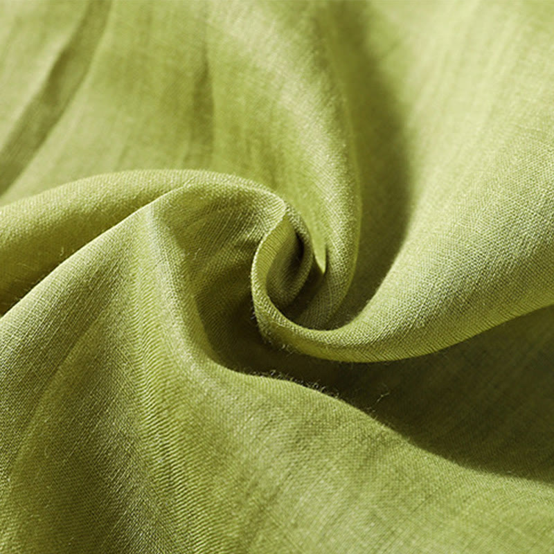 T-shirt décontracté à manches courtes et col en V pour femme, motif brodé Buddha Stones , en coton et lin - image 20