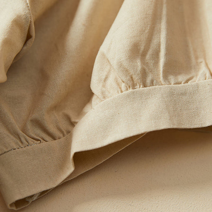 T-shirt décontracté à manches courtes en coton et lin pour femme avec Buddha Stones - image 11