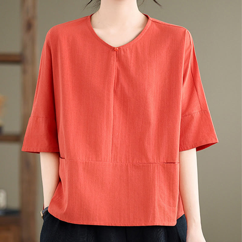 T-shirt décontracté à manches mi-longues en coton et polyester avec poches pour femme Motif Buddha Stones - image 17
