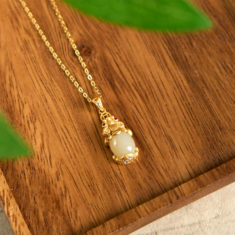 Collier pendentif en jade blanc PiXiu avec Buddha Stones , porte-bonheur et richesse - image 2