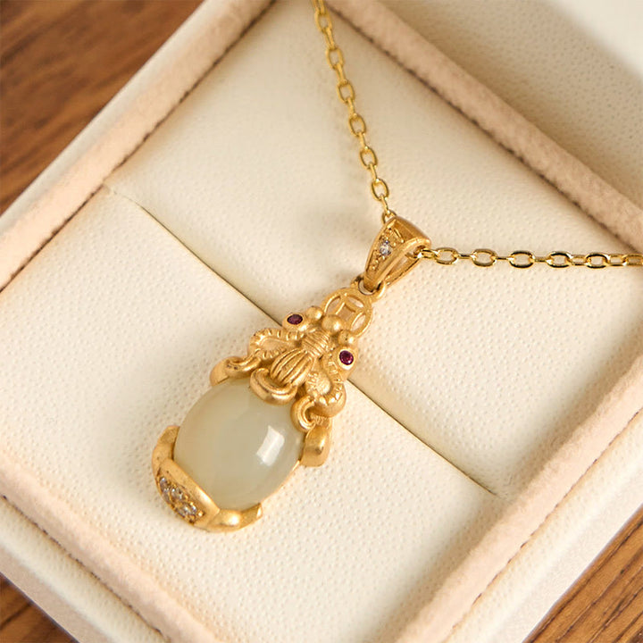 Collier pendentif en jade blanc PiXiu avec Buddha Stones , porte-bonheur et richesse - Jade blanc (Protection ♥ Bénédiction) - image 1