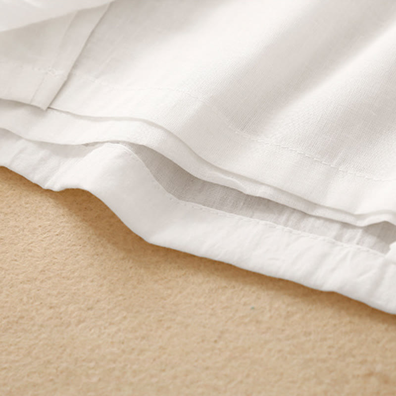 Pantalon large en coton et lin avec poches et ourlet fendu à boutons-pression Buddha Stones pour femme - image 10