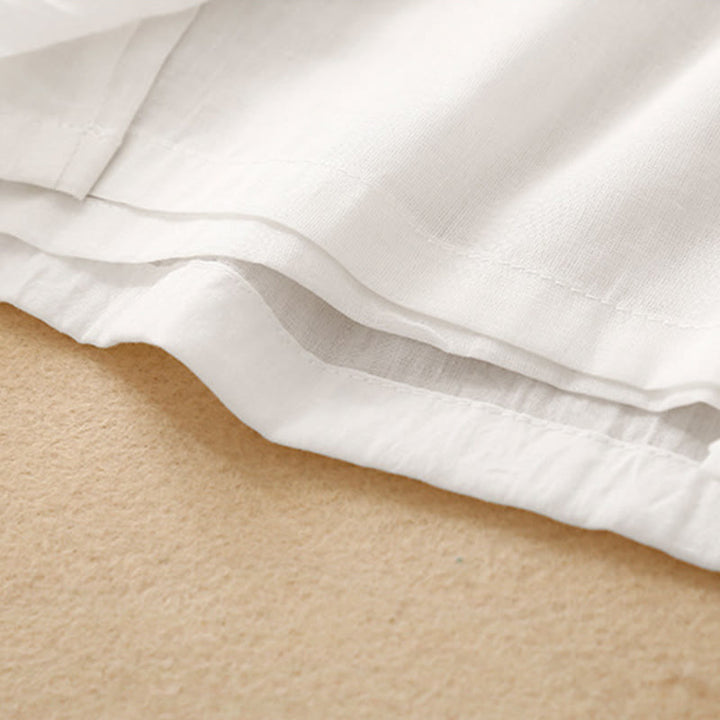 Pantalon large en coton et lin avec poches et ourlet fendu à boutons-pression Buddha Stones pour femme - image 10