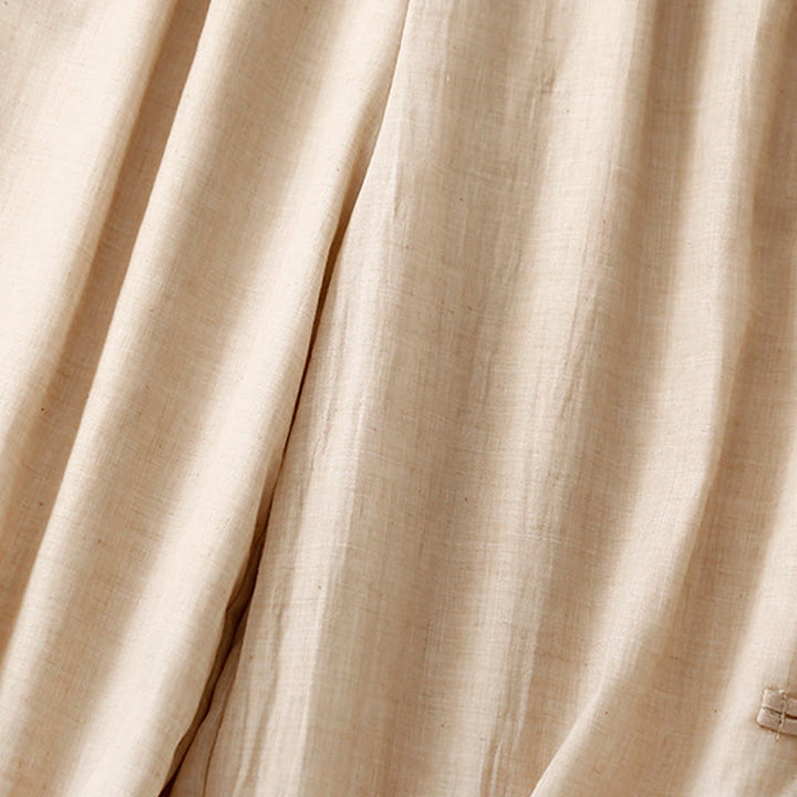 Pantalon large en coton et lin avec poches et ourlet fendu à boutons-pression Buddha Stones pour femme - image 3