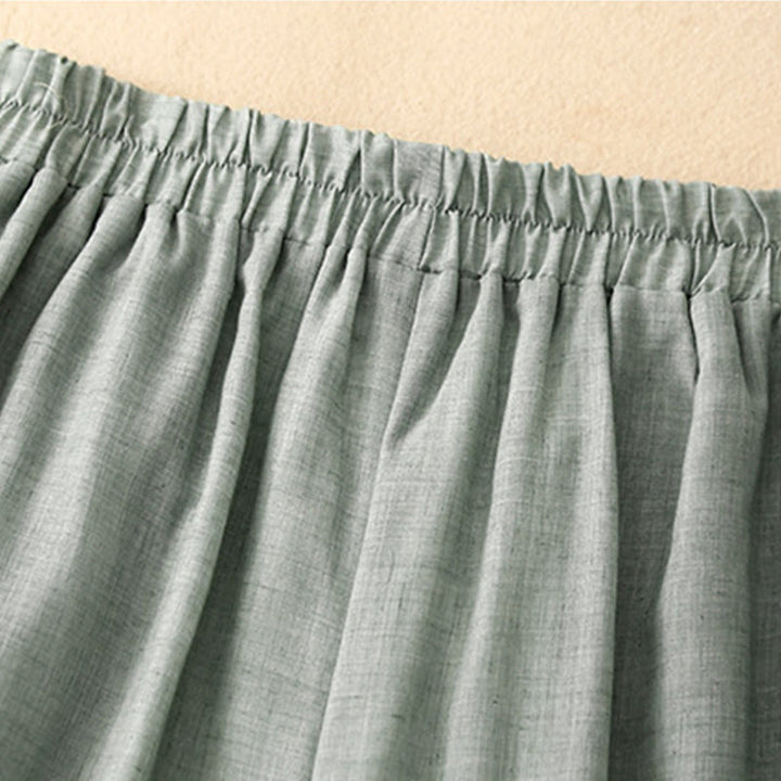 Pantalon large en coton et lin avec poches et ourlet fendu à boutons-pression Buddha Stones pour femme - image 18