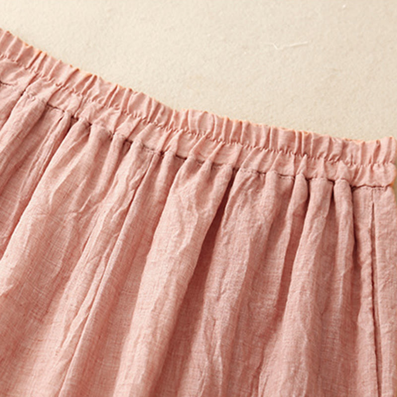 Pantalon large en coton et lin avec poches et ourlet fendu à boutons-pression Buddha Stones pour femme - image 15