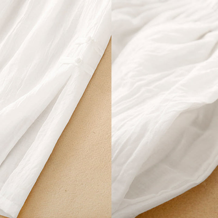 Pantalon large en coton et lin avec poches et ourlet fendu à boutons-pression Buddha Stones pour femme - image 12