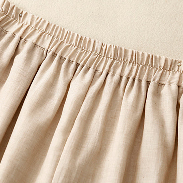 Pantalon large en coton et lin avec poches et ourlet fendu à boutons-pression Buddha Stones pour femme - image 2