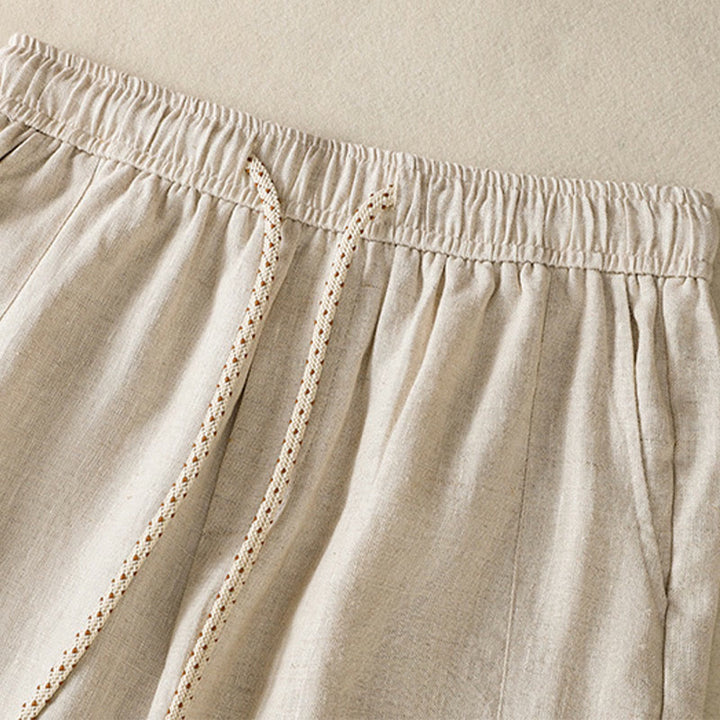 Pantalon décontracté en coton à jambes larges et poches pour femme, avec cordon de serrage et perles brodées Buddha Stones - image 14