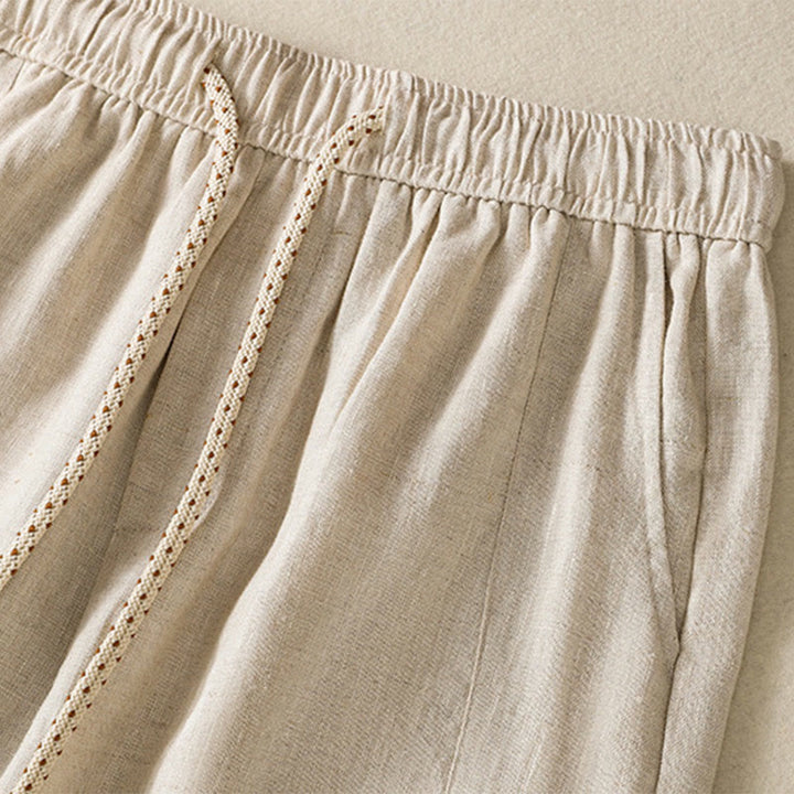 Pantalon décontracté en coton à jambes larges et poches pour femme, avec cordon de serrage et perles brodées Buddha Stones - image 16