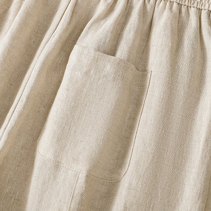 Pantalon décontracté en coton à jambes larges et poches pour femme, avec cordon de serrage et perles brodées Buddha Stones - image 19