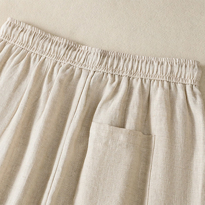 Pantalon décontracté en coton à jambes larges et poches pour femme, avec cordon de serrage et perles brodées Buddha Stones - image 17