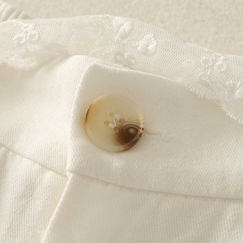 Pantalon large en coton avec poches et ceinture en dentelle de couleur Buddha Stones pour femme - image 12