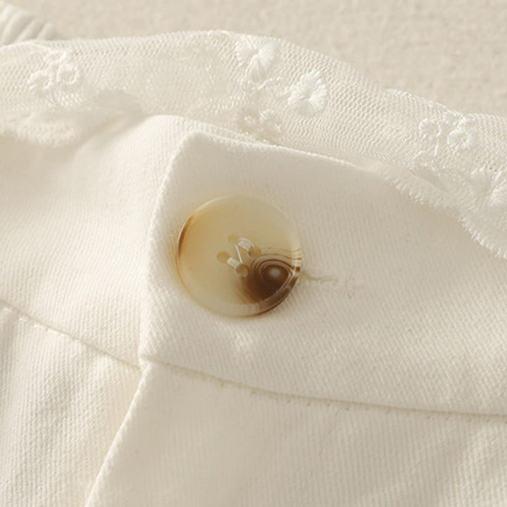 Pantalon large en coton avec poches et ceinture en dentelle de couleur Buddha Stones pour femme - image 12