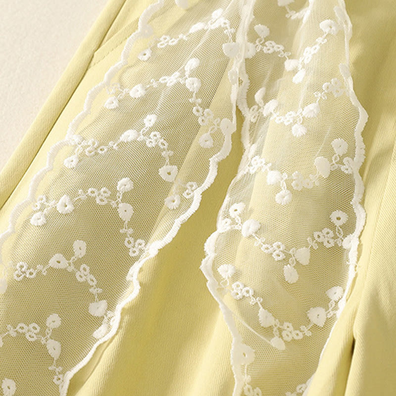 Pantalon large en coton avec poches et ceinture en dentelle de couleur Buddha Stones pour femme - image 24