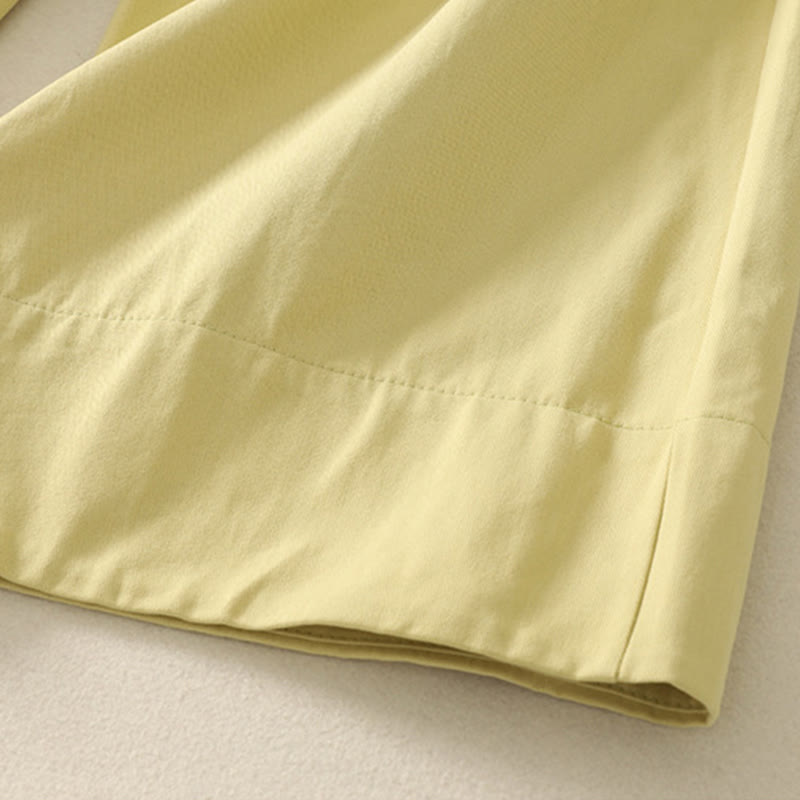 Pantalon large en coton avec poches et ceinture en dentelle de couleur Buddha Stones pour femme - image 26