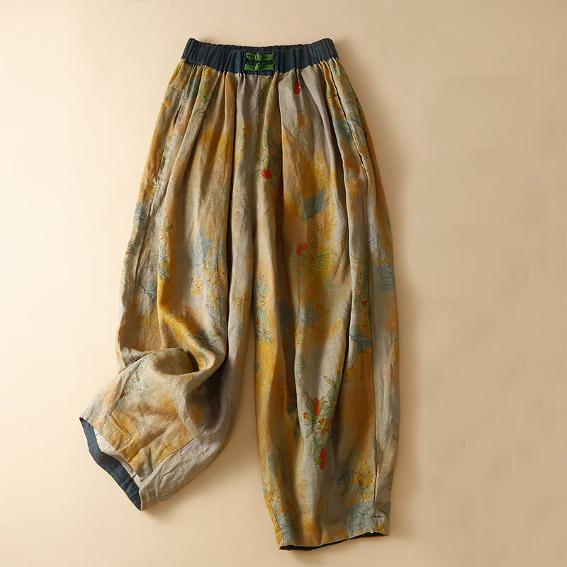 Pantalon sarouel pour femme avec poches, style rétro décontracté chinois , Buddha Stones grenouille et boutons - Verge d'or - US8-10，UK/AU12-14，EU40-42 (2XL) - image 1