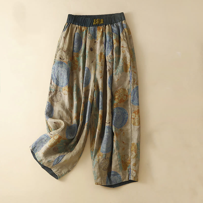 Pantalon sarouel pour femme avec poches, style rétro décontracté chinois , Buddha Stones grenouille et boutons - Bleu acier - US8-10，UK/AU12-14，EU40-42 (2XL) - image 7