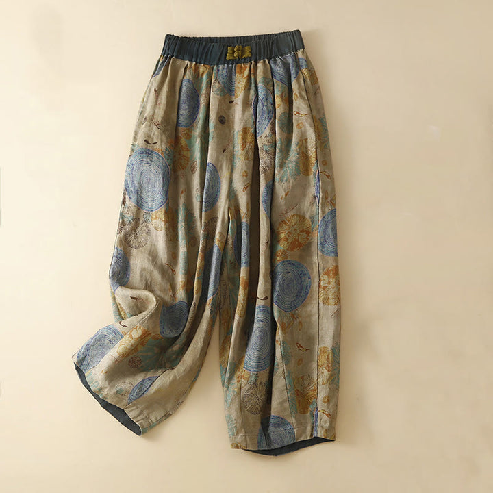 Pantalon sarouel pour femme avec poches, style rétro décontracté chinois , Buddha Stones grenouille et boutons - Bleu acier - US8-10，UK/AU12-14，EU40-42 (2XL) - image 7