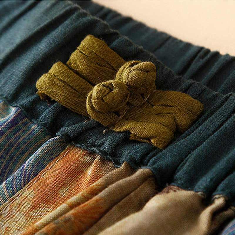 Pantalon sarouel pour femme avec poches, style rétro décontracté chinois , Buddha Stones grenouille et boutons - image 10