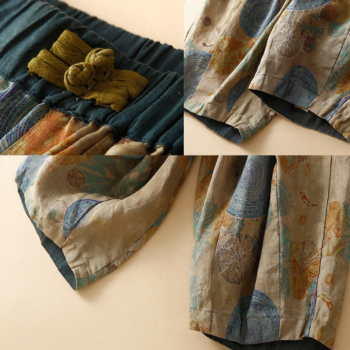 Pantalon sarouel pour femme avec poches, style rétro décontracté chinois , Buddha Stones grenouille et boutons - image 14