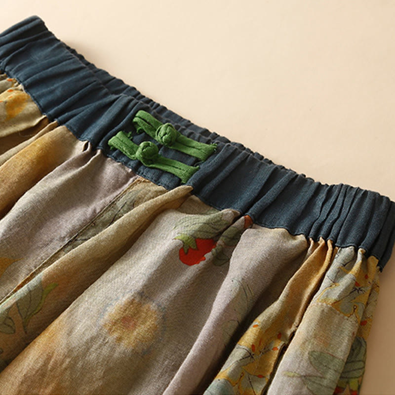 Pantalon sarouel pour femme avec poches, style rétro décontracté chinois , Buddha Stones grenouille et boutons - image 1