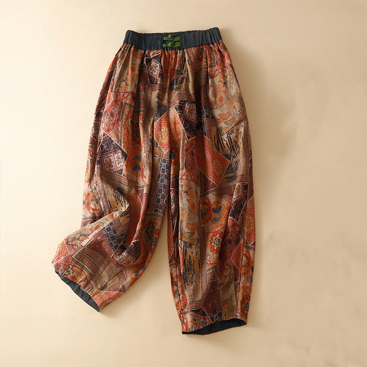 Pantalon sarouel pour femme avec poches, style rétro décontracté chinois , Buddha Stones grenouille et boutons - Rouge - US8-10，UK/AU12-14，EU40-42 (2XL) - image 15