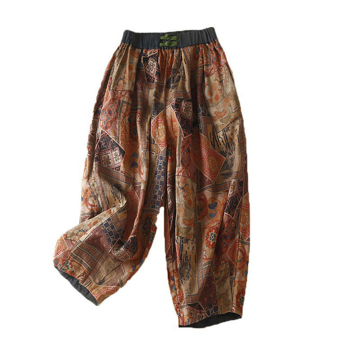 Pantalon sarouel pour femme avec poches, style rétro décontracté chinois , Buddha Stones grenouille et boutons - image 21
