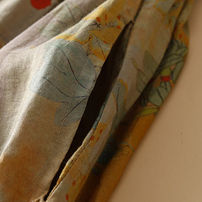 Pantalon sarouel pour femme avec poches, style rétro décontracté chinois , Buddha Stones grenouille et boutons - image 4