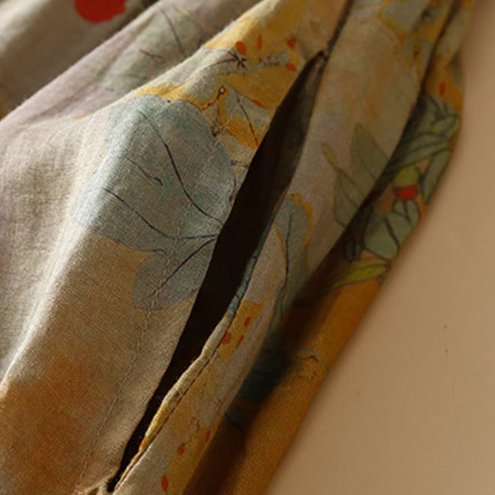 Pantalon sarouel pour femme avec poches, style rétro décontracté chinois , Buddha Stones grenouille et boutons - image 4