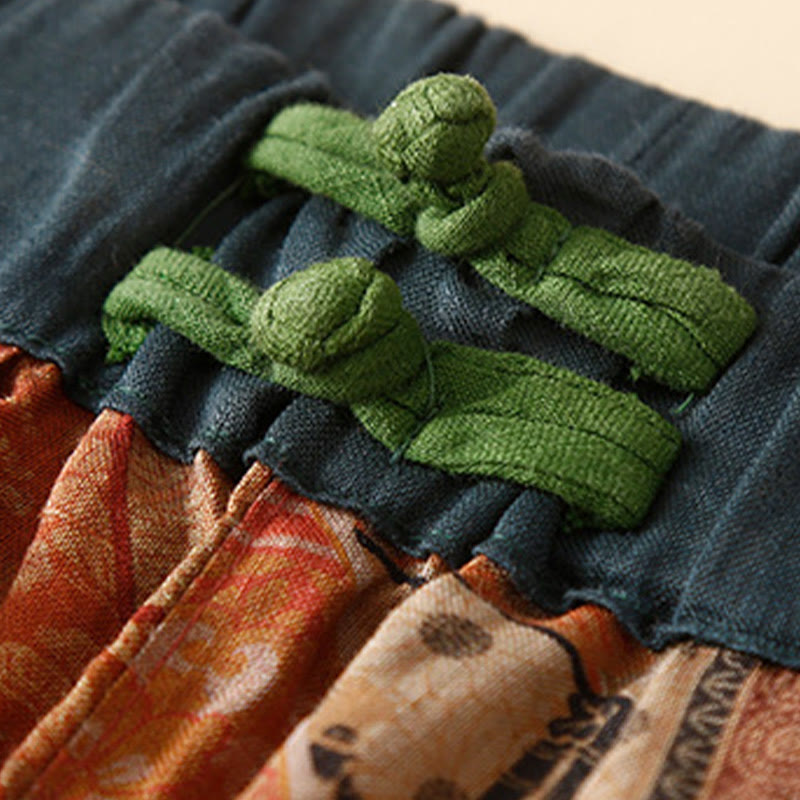 Pantalon sarouel pour femme avec poches, style rétro décontracté chinois , Buddha Stones grenouille et boutons - image 16