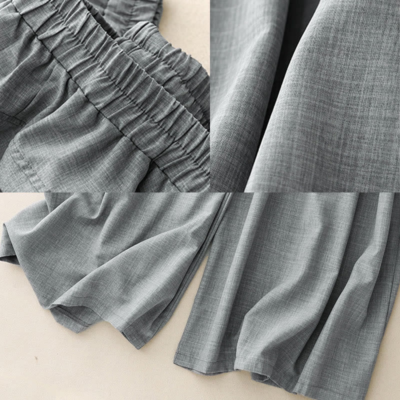 Pantalon large en coton et lin avec poches pour femme Buddha Stones, bleu acier clair uni - image 8