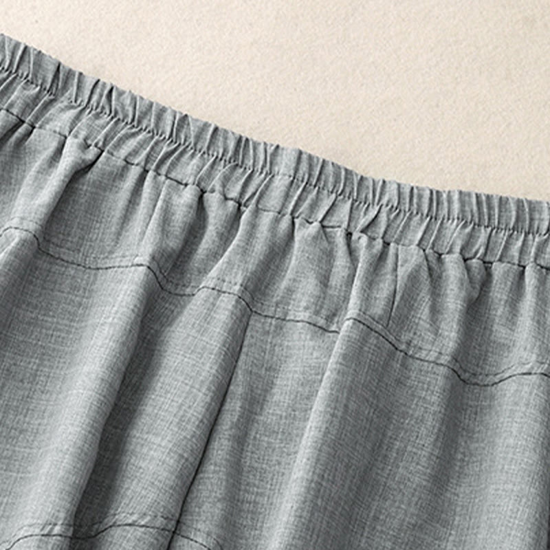 Pantalon large en coton et lin avec poches pour femme Buddha Stones, bleu acier clair uni - image 2