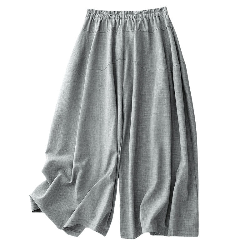 Pantalon large en coton et lin avec poches pour femme Buddha Stones, bleu acier clair uni - image 9