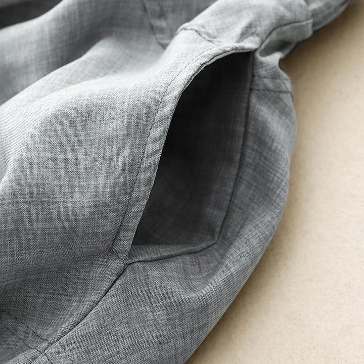 Pantalon large en coton et lin avec poches pour femme Buddha Stones, bleu acier clair uni - image 4