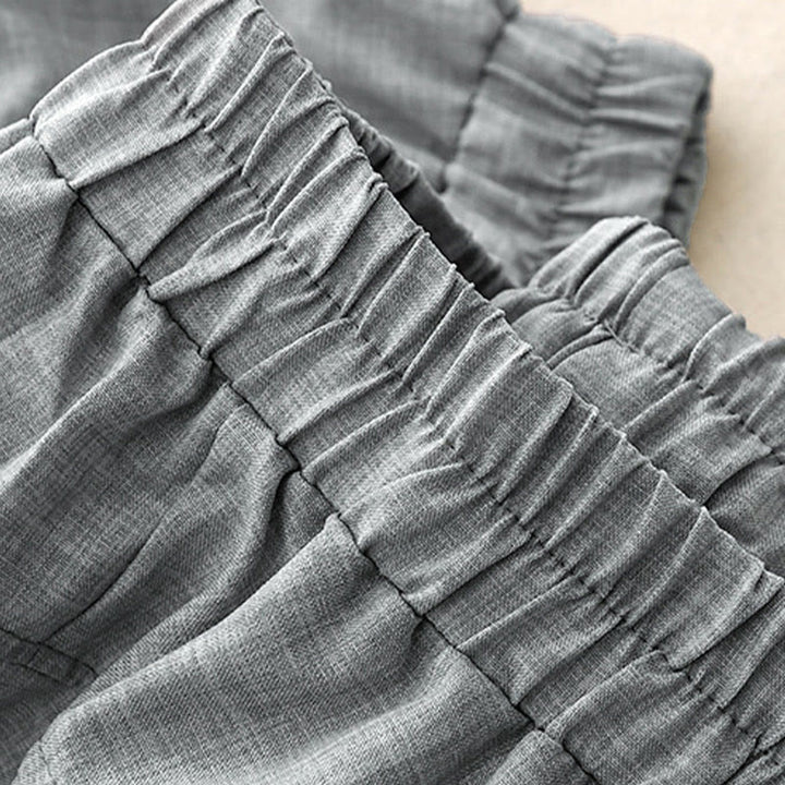 Pantalon large en coton et lin avec poches pour femme Buddha Stones, bleu acier clair uni - image 3