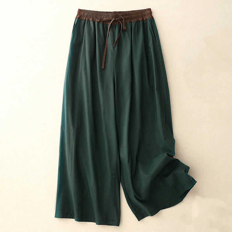 Pantalon large à cordon de serrage et poches pour femme, motif Buddha Stones, couleurs contrastées - Vert foncé - US8-10，UK/AU12-14，EU40-42 (2XL) - image 16