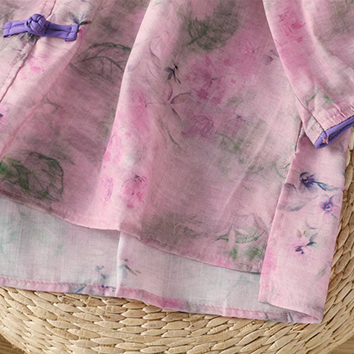 Chemise à manches trois-quarts en coton pour femme, imprimé floral, motif grenouille chinoise, Buddha Stones - image 20