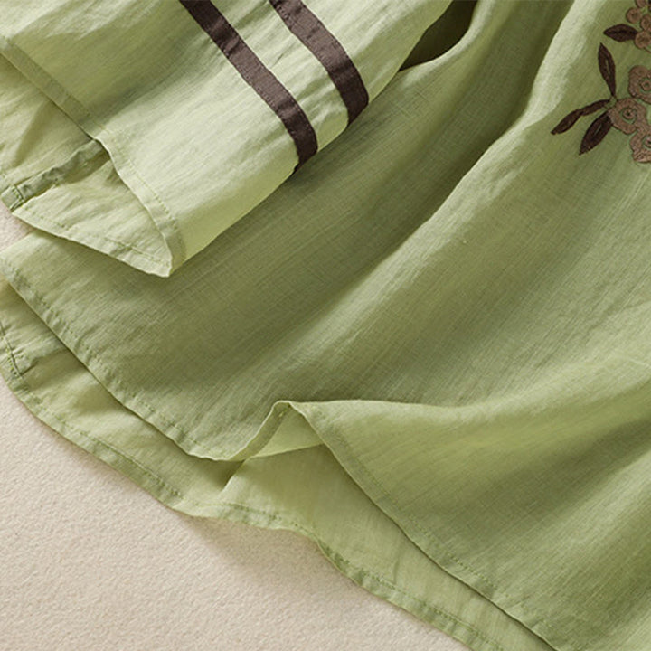 T-shirt en coton à manches trois-quarts pour femme, motif Buddha Stones , broderie florale rétro - image 22