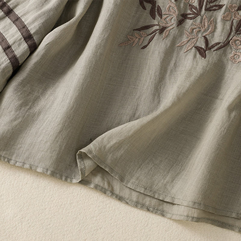 T-shirt en coton à manches trois-quarts pour femme, motif Buddha Stones , broderie florale rétro - image 14