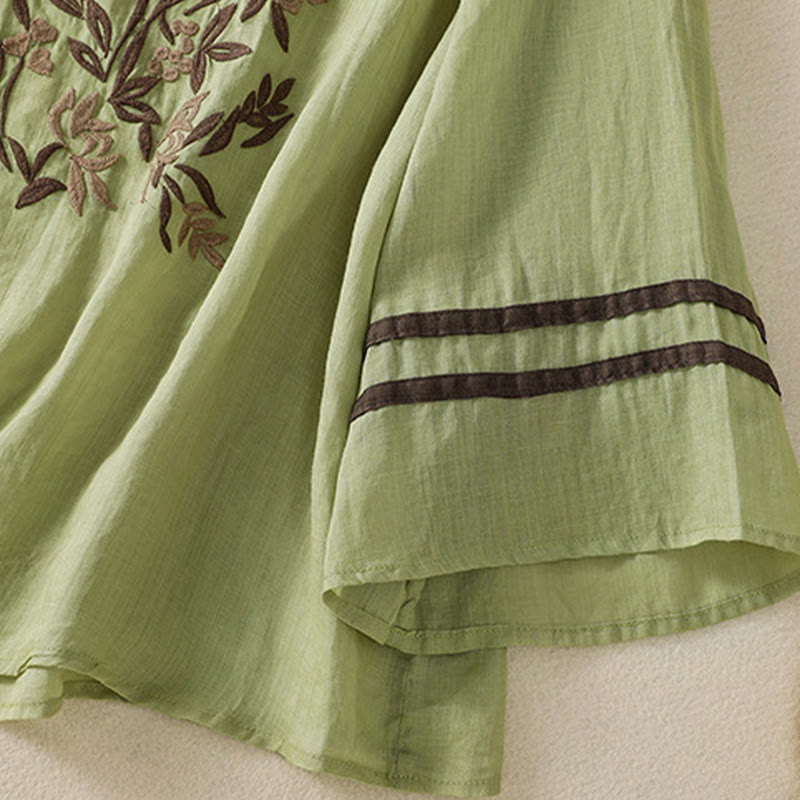 T-shirt en coton à manches trois-quarts pour femme, motif Buddha Stones , broderie florale rétro - image 21