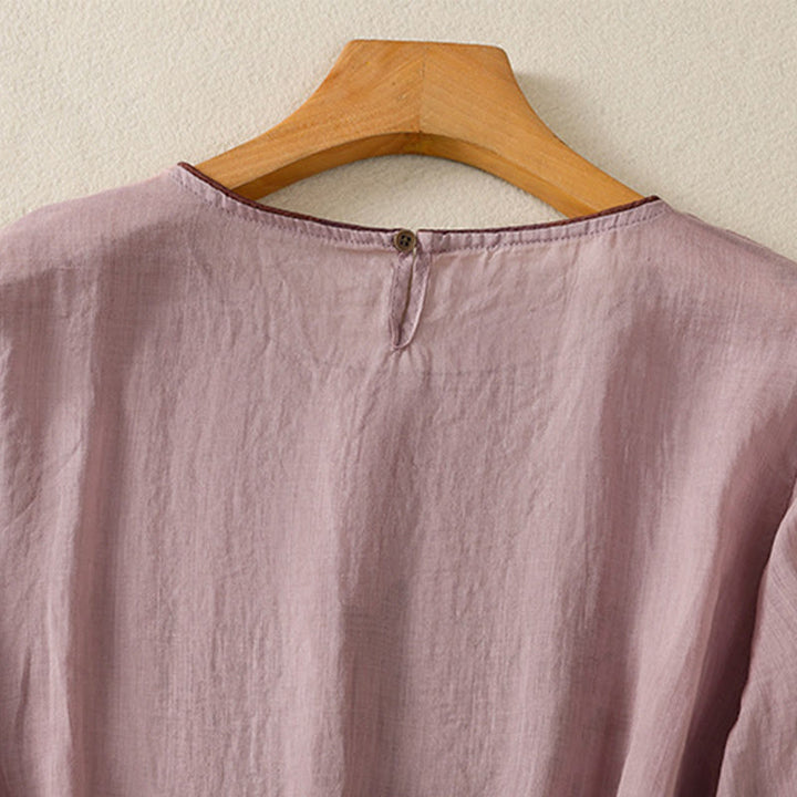 T-shirt en coton à manches trois-quarts pour femme, motif Buddha Stones , broderie florale rétro - image 27